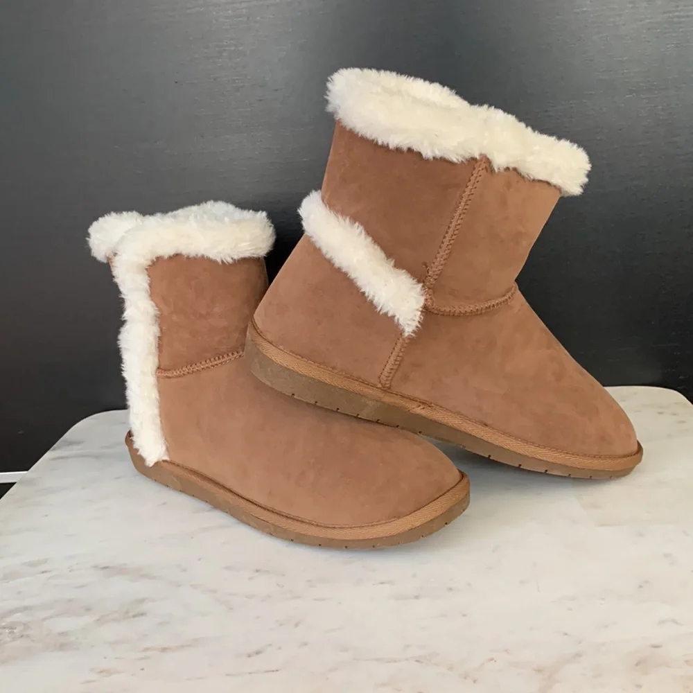 Sugar Poppy Cognac Faux Suede Ankle Boots